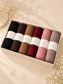 Coffret Signature – 6 Hijabs Élégants aux Couleurs Intemporelles